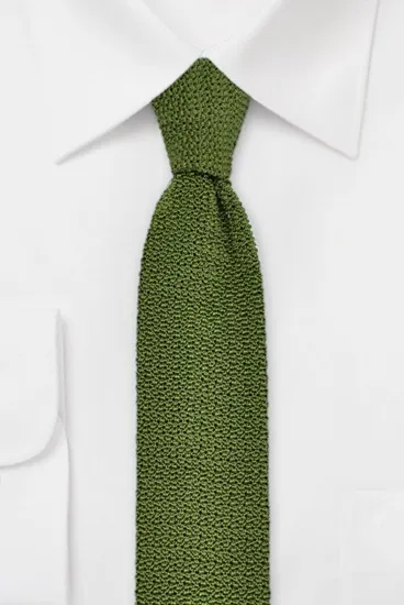 hemley-strickkrawatte-seide-uni-oliv-flachstrick-6-x-148-cm image 1