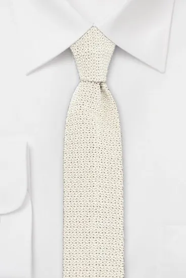 ascot-strickkrawatte-uni-wei-seide-flachstrick-6-x-148-cm image 1