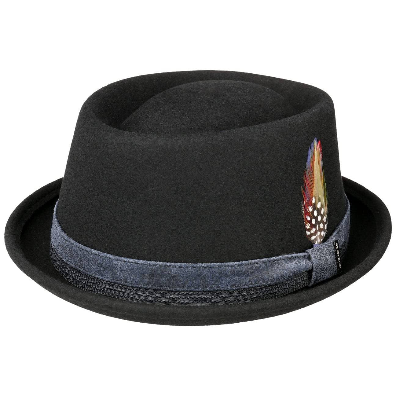 stetson-burley-pork-pie-wollhut-mit-lederband-schwarz-xxl-62-63-cm image 1