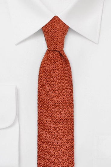 ascot-strickkrawatte-uni-rost-6-x-148-cm-seide-flachstrick image 1