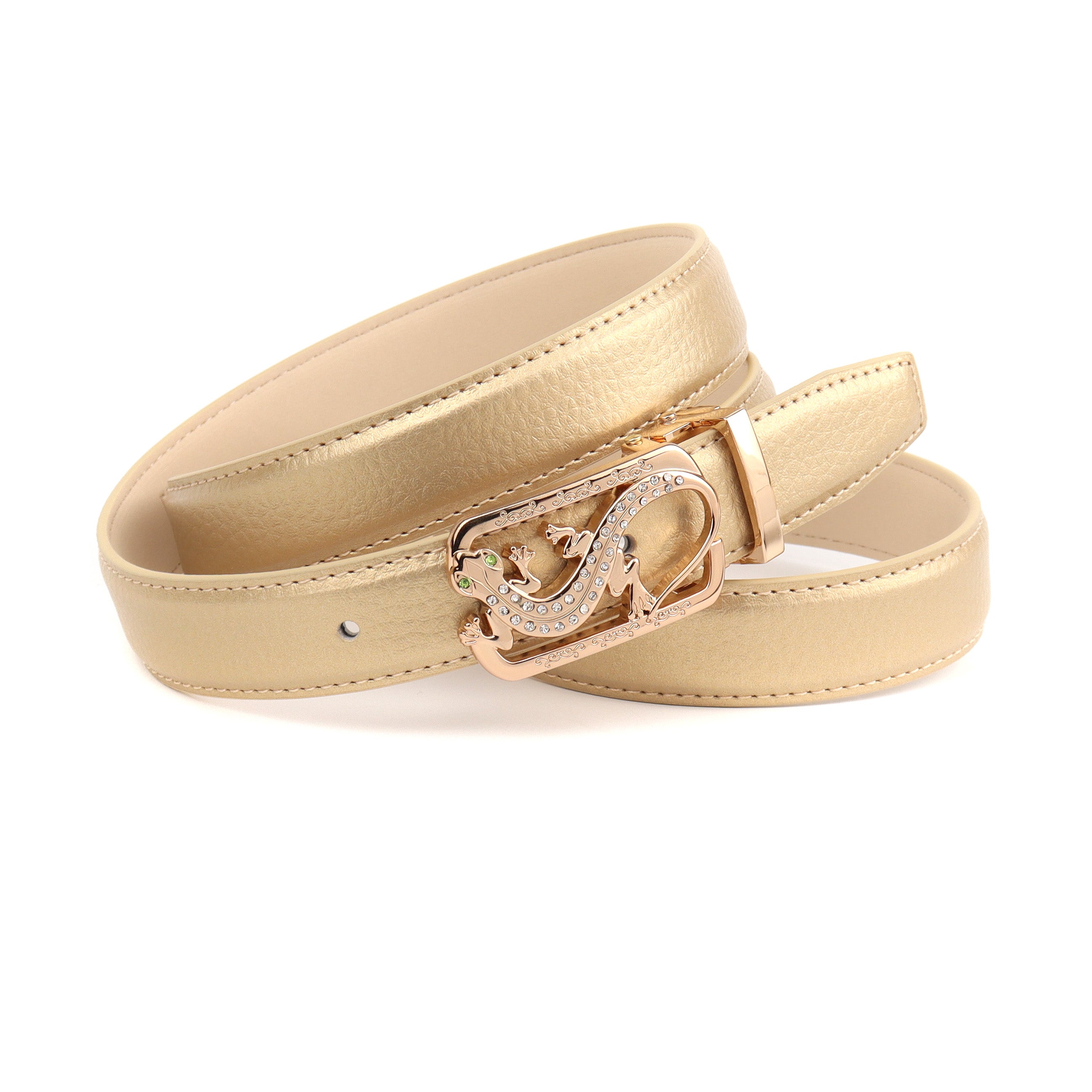 anthoni-crown-damen-lederg-rtel-4lztg-gold-eidechsen-schlie-e-kristalle image 1