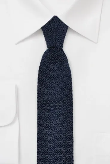 ascot-strickkrawatte-uni-marine-aus-100-seide image 1