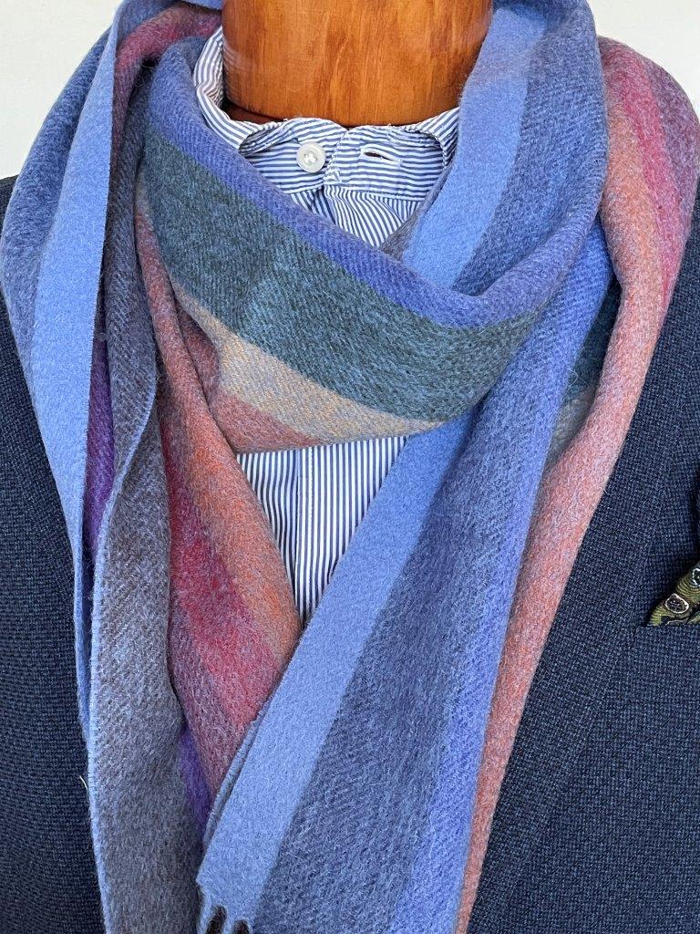 hemley-schal-wolle-streifen-multicolor-blau-30-x-200-cm image 1
