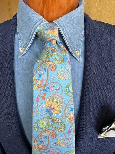 ascot-seidenkrawatte-paisley-sky-gold-bedruckt image 1