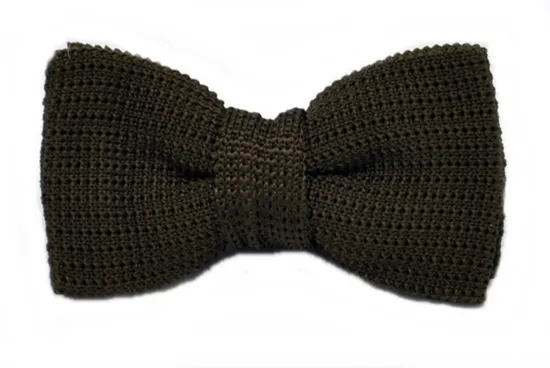 ascot-strickschleife-uni-braun-seiden-fliege-6-5-cm image 1