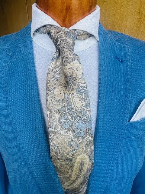 ascot-seidenkrawatte-printed-paisley-light-camel-cream-sky-7-8-cm-x-150-cm image 1