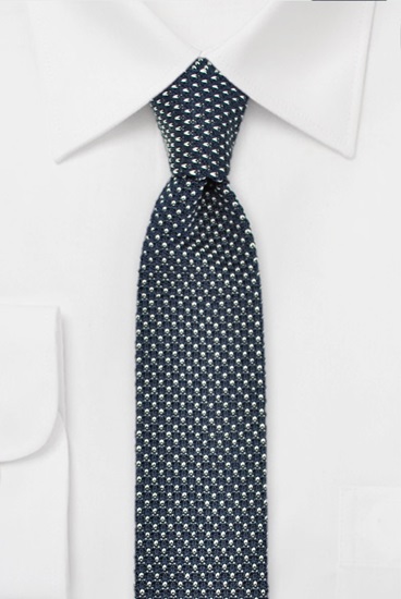 ascot-strickkrawatte-tupfen-marine-wei-seiden-strickkrawatte-6-cm-x-148-cm image 1