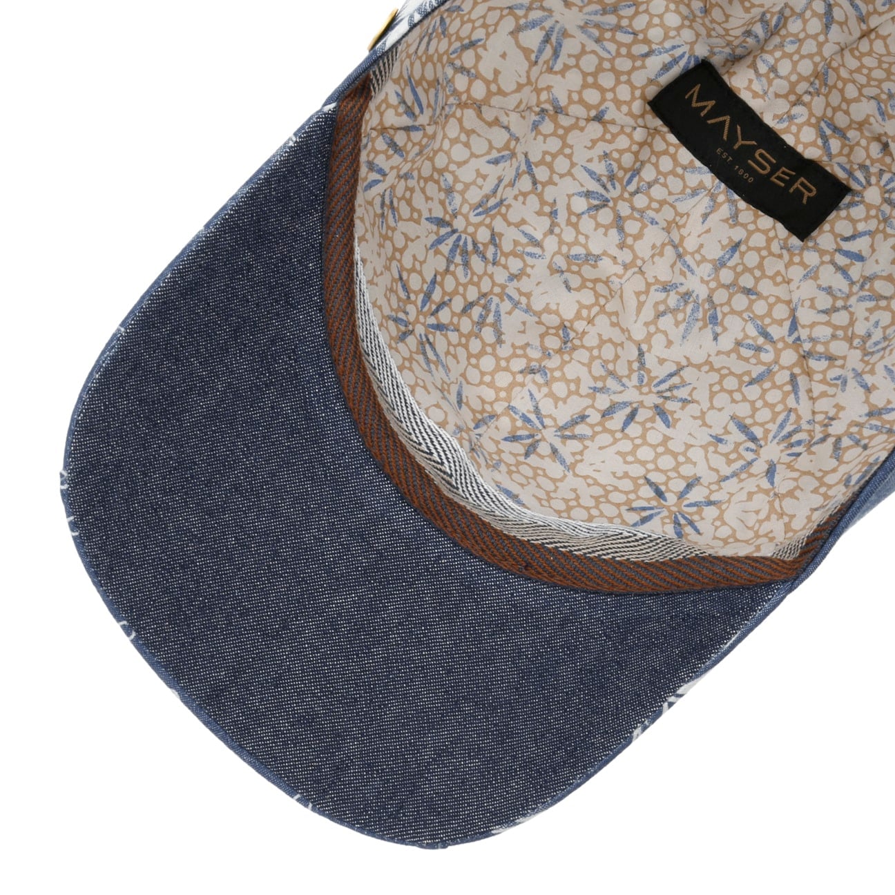 mayser-flower-cap-baseballkappe-jeansblau-mit-bl-tterdruck image 6