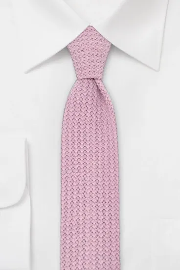 ascot-strickkrawatte-uni-rosa-flachstrick-wolle image 1