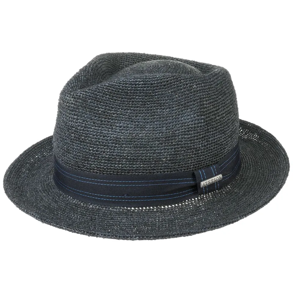 stetson-crochet-fedora-raffiahut-dunkelblau-m-56-57-cm-unisex image 1