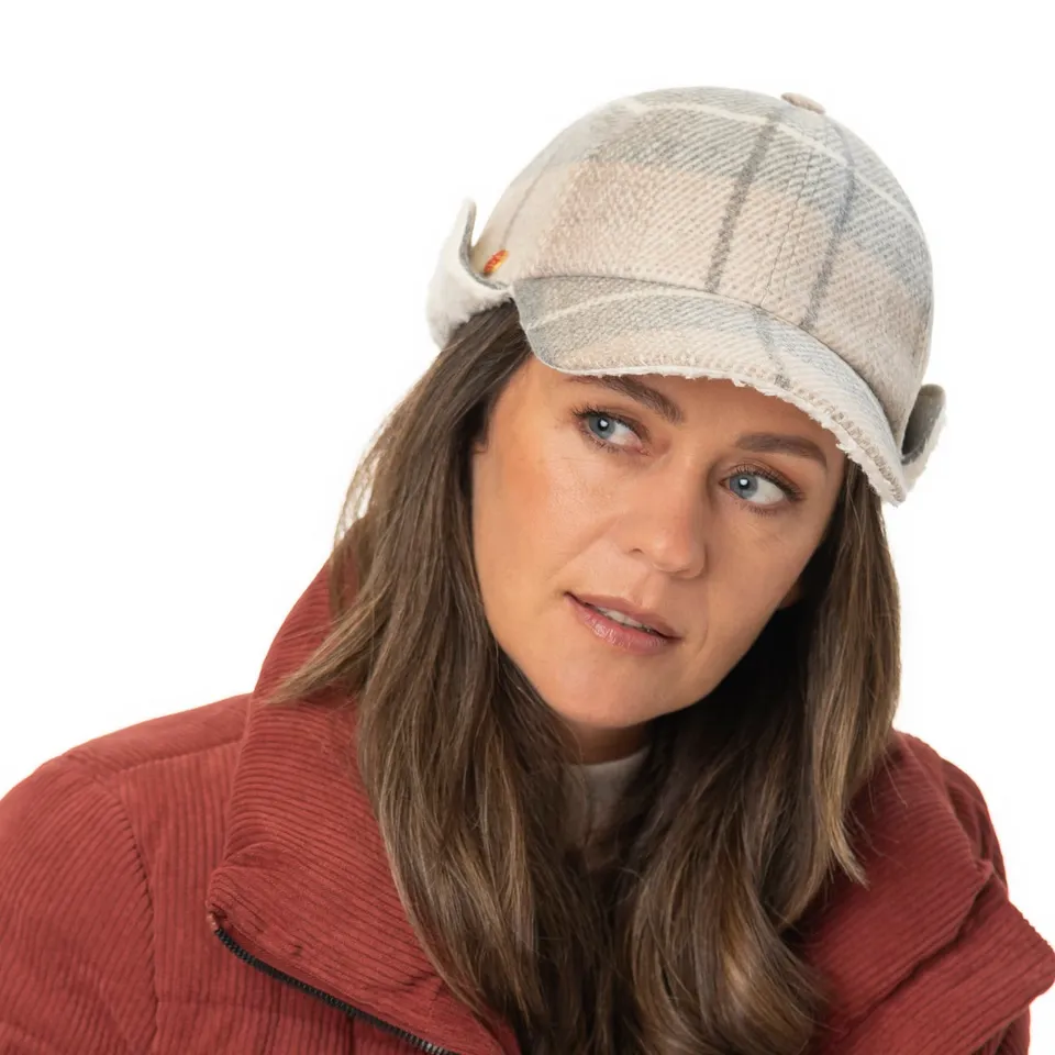 mayser-taja-check-cap-mit-ohrenklappen-6-teilige-baseballcap-karo-wolle image 1