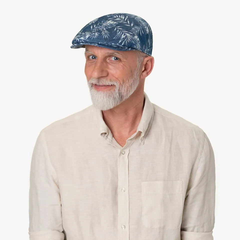 mayser-flower-denim-flatcap-mit-bl-ttermuster image 1