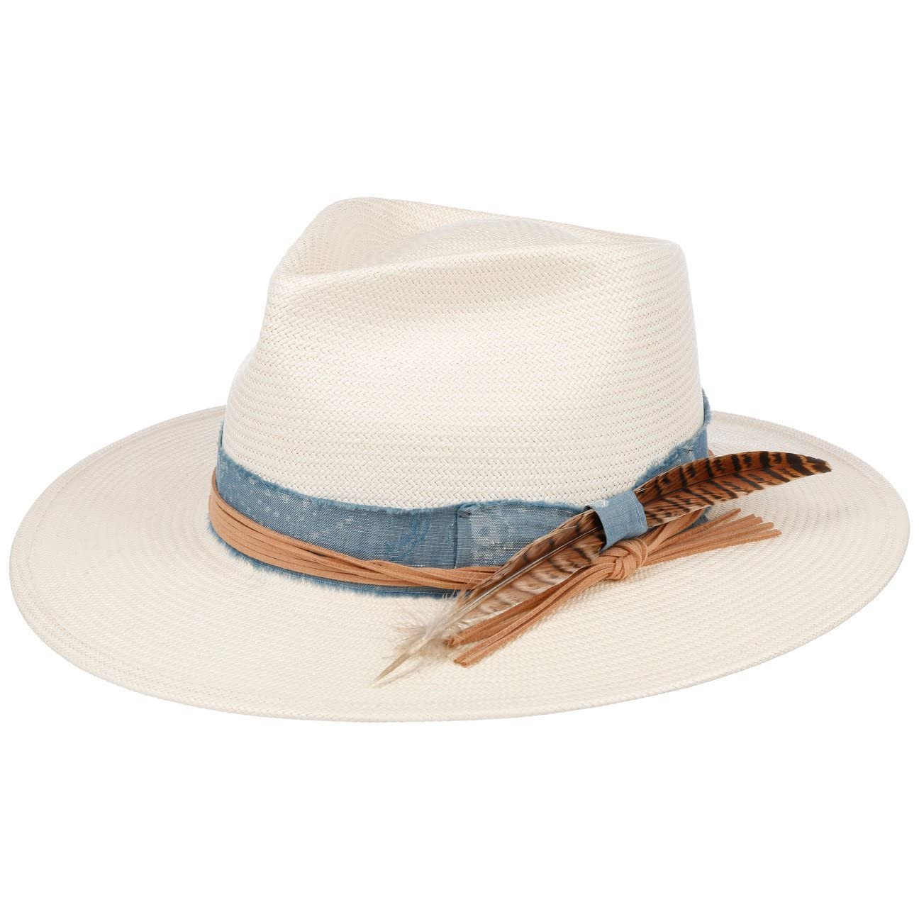 stetson-feather-trim-toyo-western-strohhut-cremewei-mit-ripsband-und-feder image 1