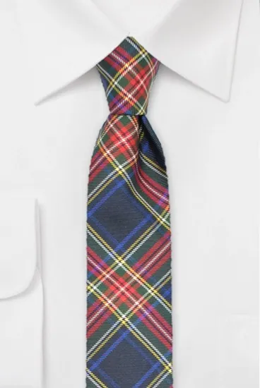 ascot-krawatte-karomuster-black-stewart-blau-rot-7-5-x-150-cm image 1