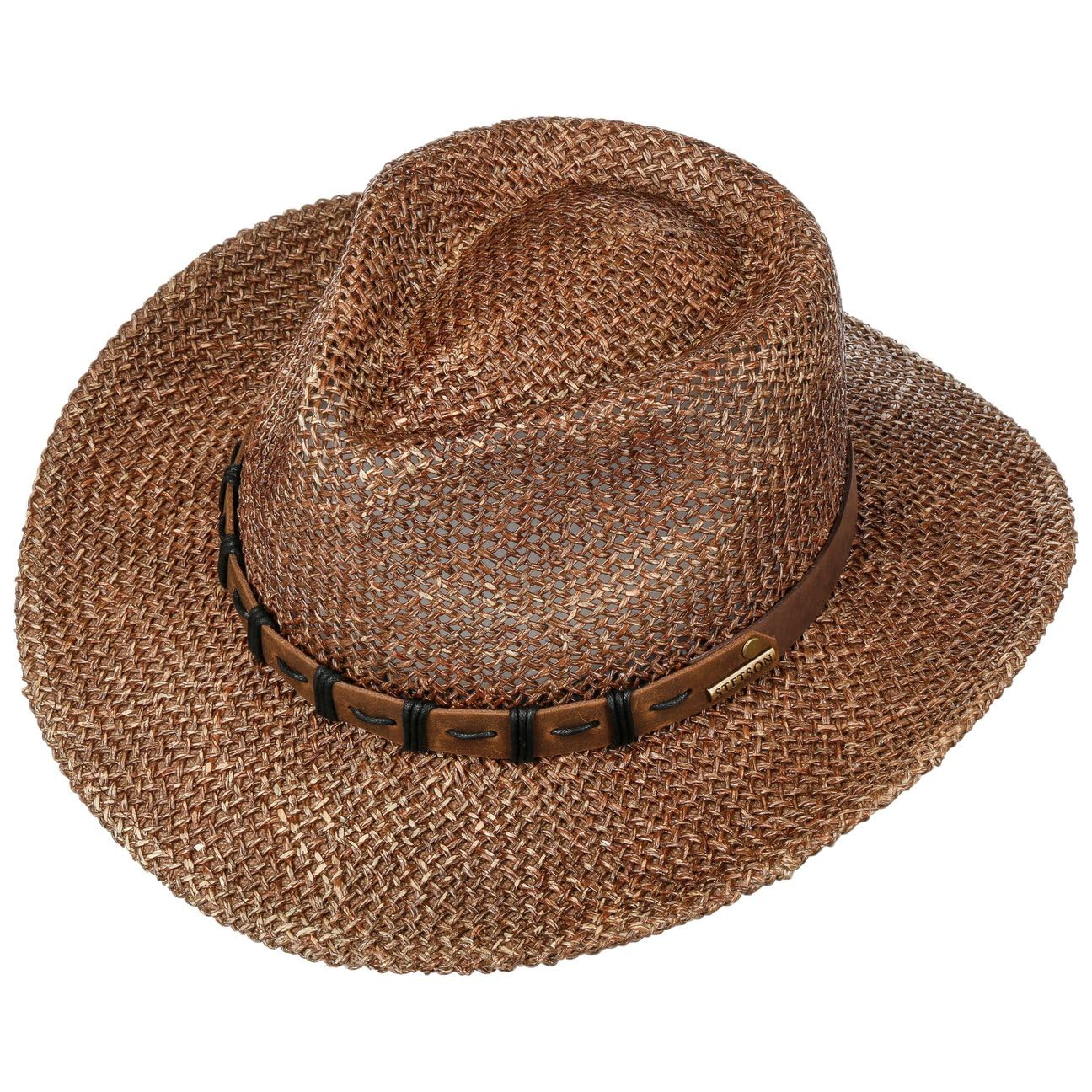 stetson-western-seegrashut-strohhut-vintage-look-mit-lederband-herren-damen image 2