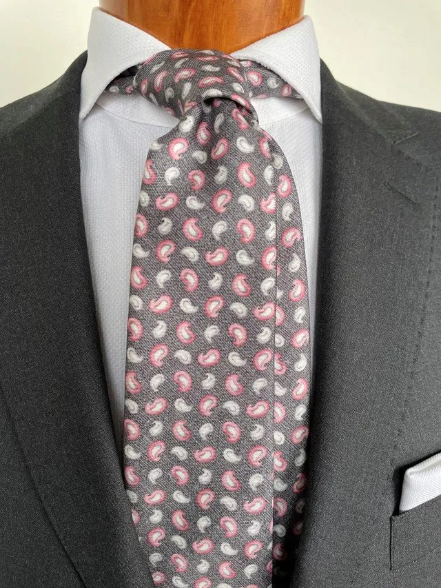 hemley-krawatte-seide-paisley-grau-rosa-wei-145-cm image 1