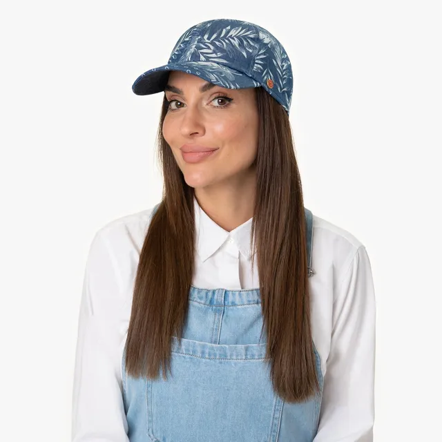 mayser-flower-cap-baseballkappe-jeansblau-mit-bl-tterdruck image 1