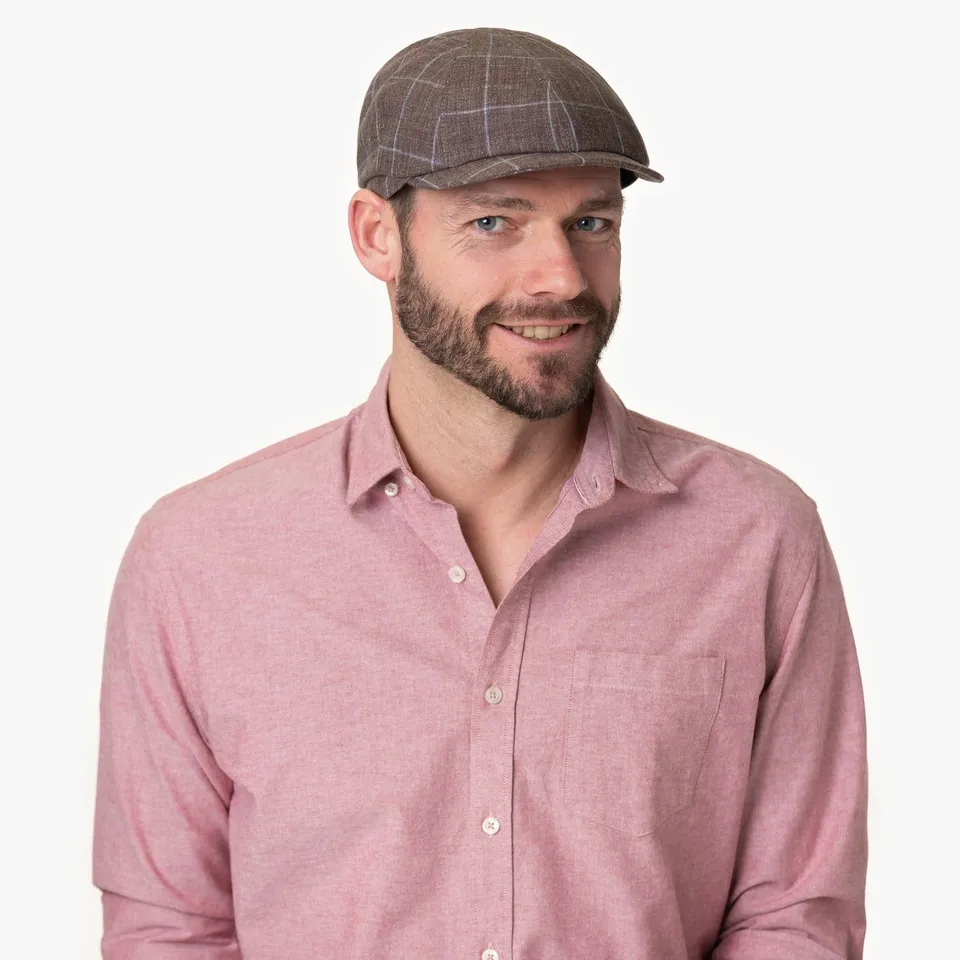 mayser-emil-check-leinen-flatcap-zechbauer-sechsteilige-karo-flatcap-aus-leinen image 1