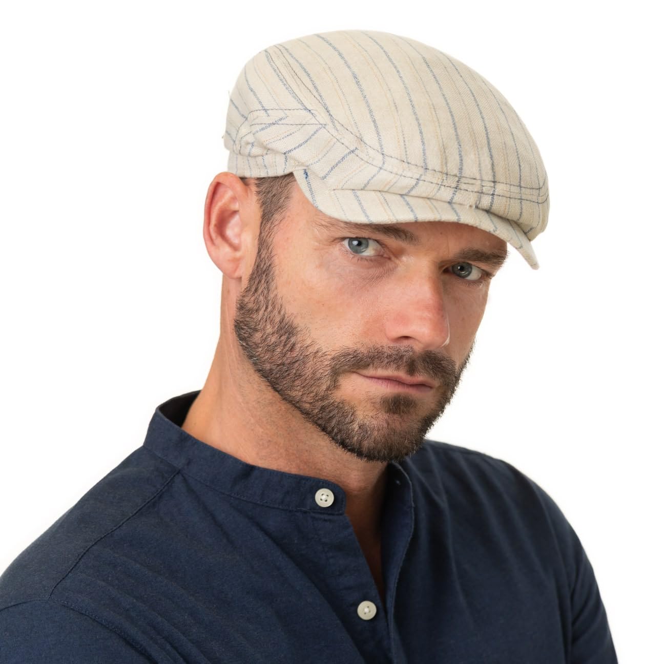 stetson-ledford-driver-flatcap-gestreift-baumwolle-leinen image 2