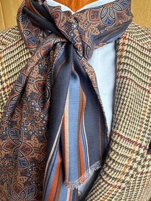 ascot-schal-seide-shappe-camel-blau-rost-30-x-180-cm image 1