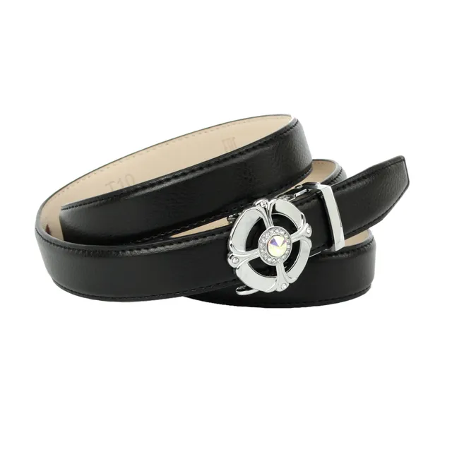 anthoni-crown-automatik-lederg-rtel-damen-2-5-cm-schwarz-mit-silberschlie-e image 1