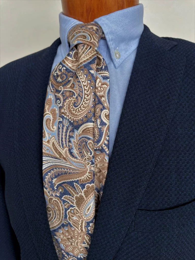 hemley-krawatte-seide-paisley-blau-sand-braun image 1