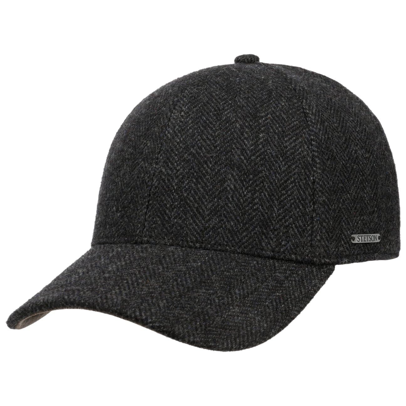 stetson-plano-wool-cap-herren-baseballcap-herringbone-mit-leder-schirmunterseite image 1