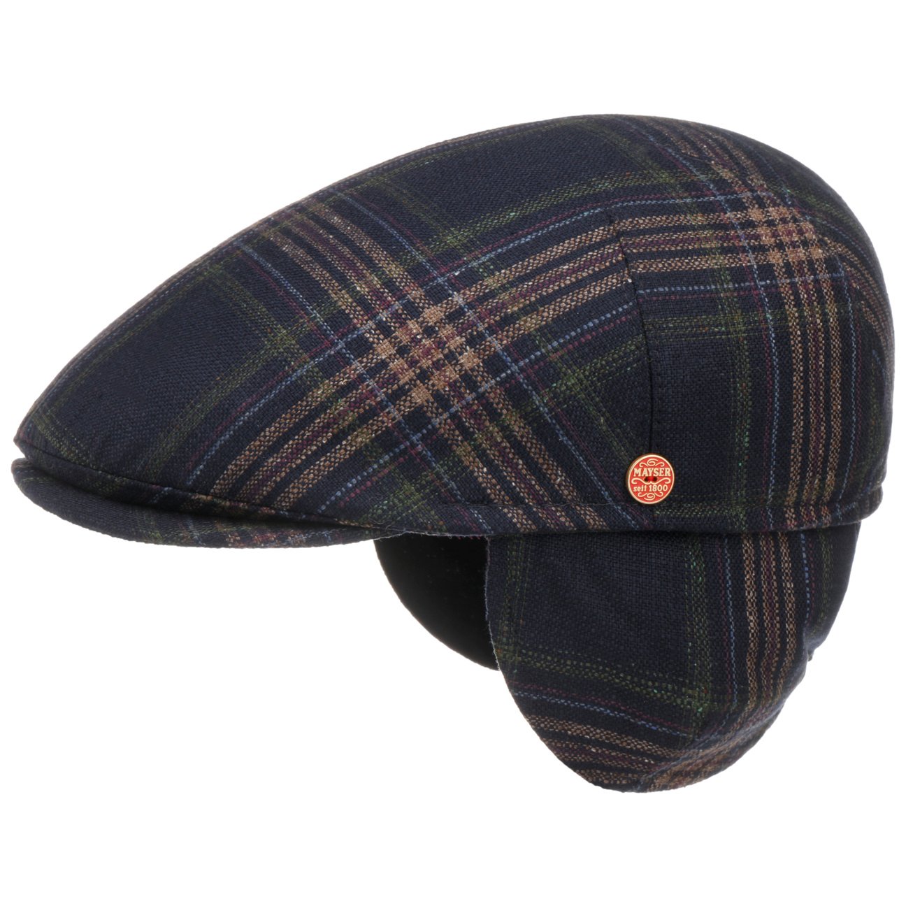 mayser-simon-plus-flatcap-mit-ohrenklappen-aus-seide-im-karo image 3