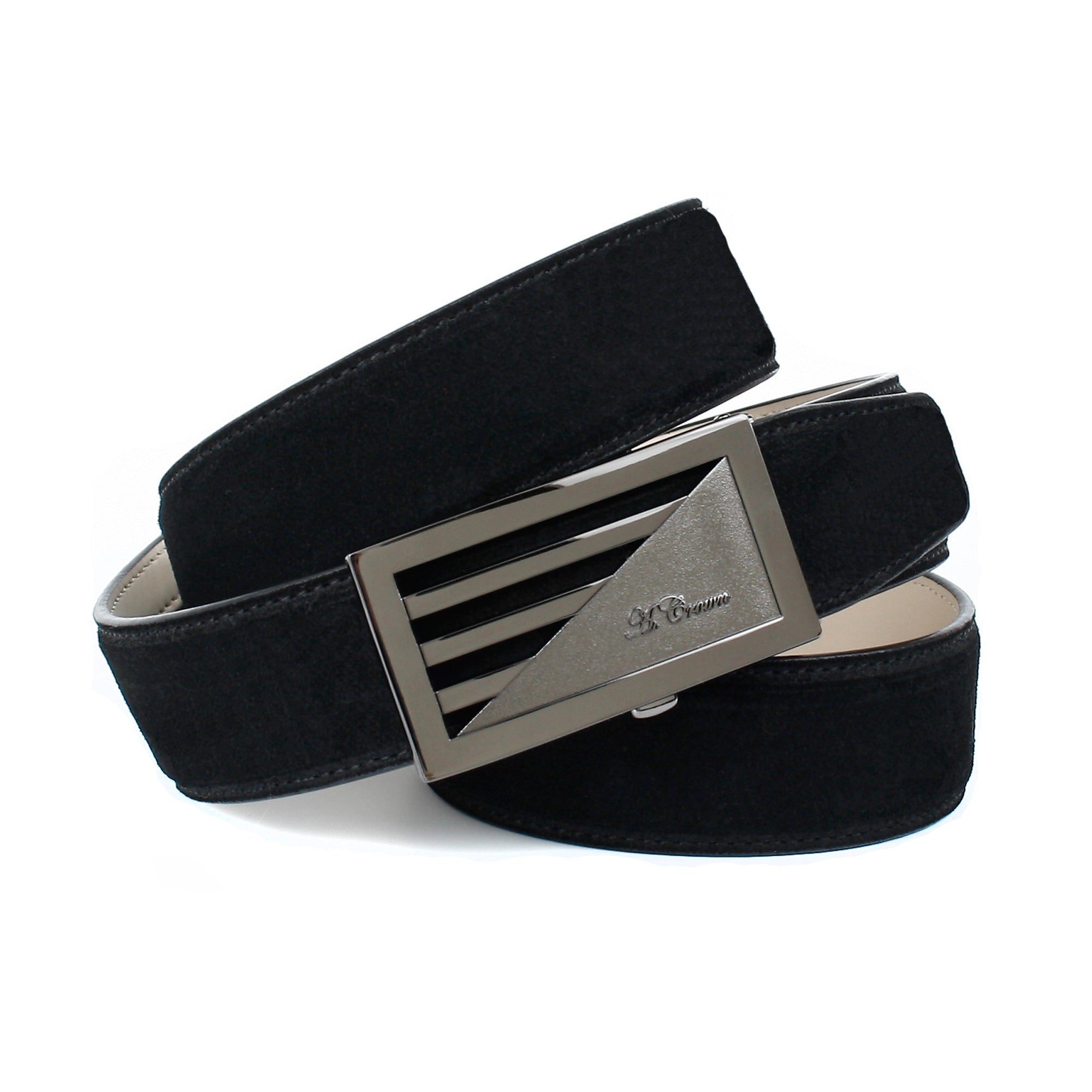anthoni-crown-herreng-rtel-31s10-3-5-cm-veloursleder-schwarz-schwarz-metallic image 1