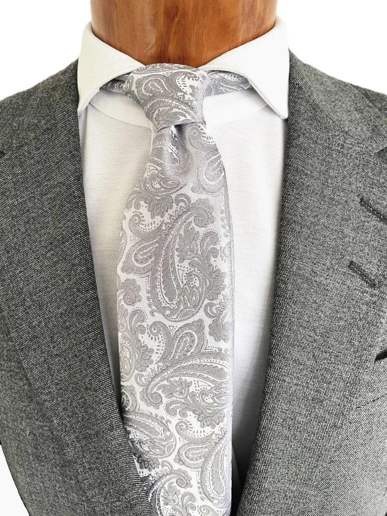 hemley-seidenkrawatte-festlich-paisley-silber-7-5-x-145-cm image 1