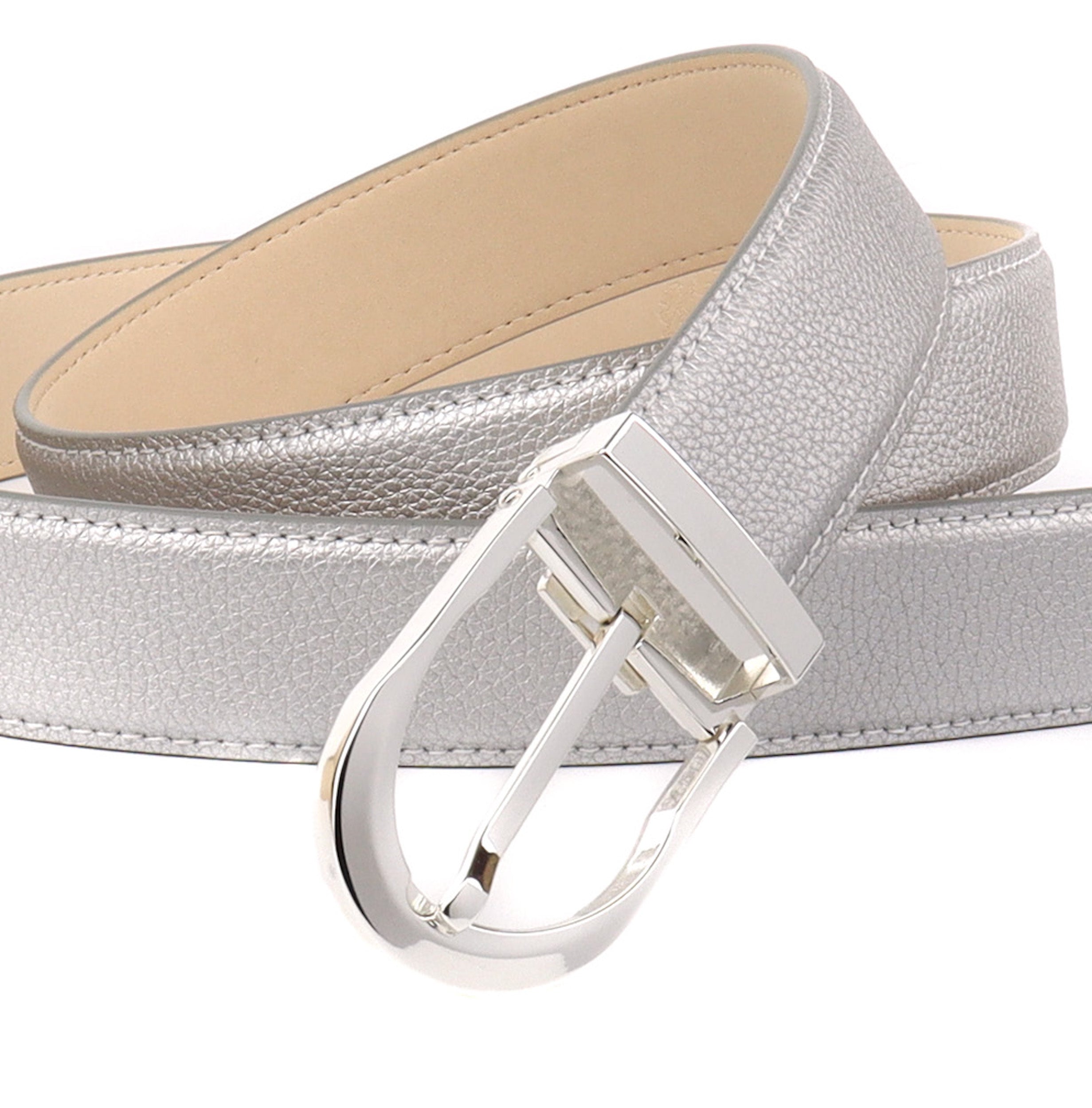 anthoni-crown-13bts-dameng-rtel-silberner-lederg-rtel-3-5-cm-k-rzbar-mit-clip-sy image 2