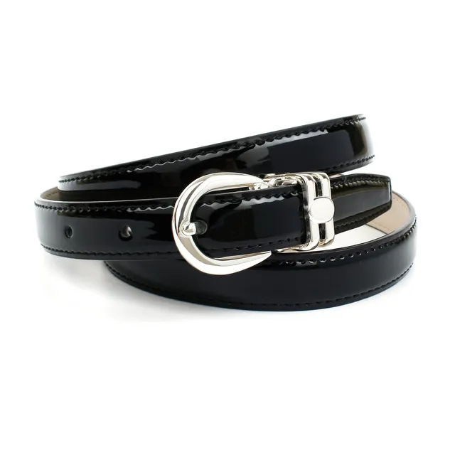anthoni-crown-lacklederg-rtel-damen-2-0-cm-schwarz-13h00l-silberfarbene-schlie-e image 1