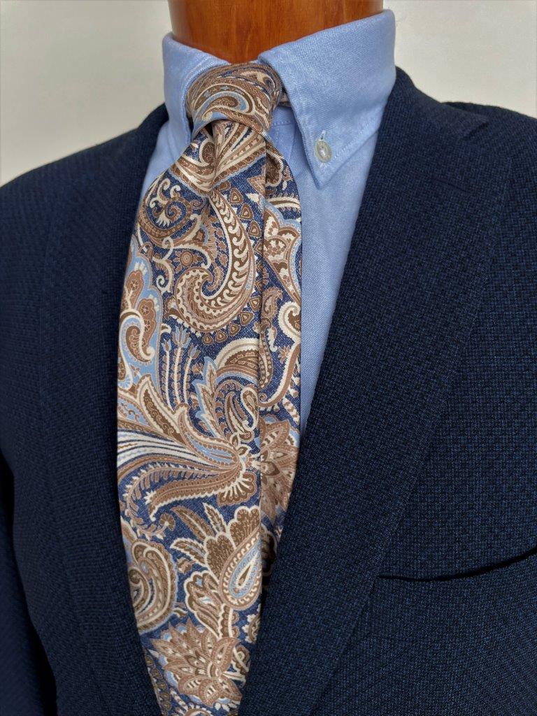 hemley-krawatte-seide-paisley-blau-sand-braun image 1